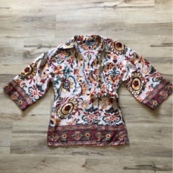 Zara Multicolor Bohemian Wrap Blouse - Picture 10 of 12